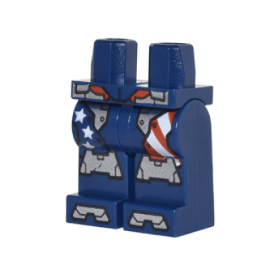 dark blue hips and legs with stars and stripes armor plates silver knee plates and boot tips pattern