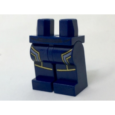 dark blue hips and legs with gold and light blue trim lines pattern