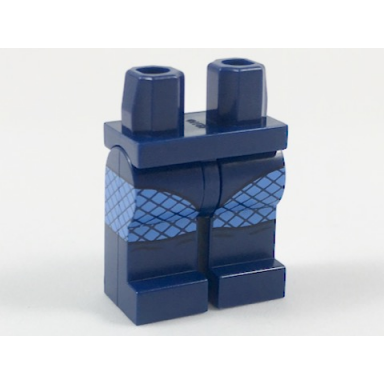 dark blue hips and legs with medium blue knees with fishnet stockings pattern