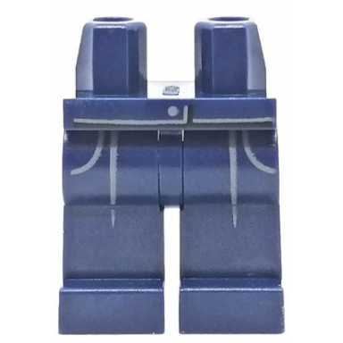 dark blue hips and legs with light bluish gray pockets pleats and button pattern