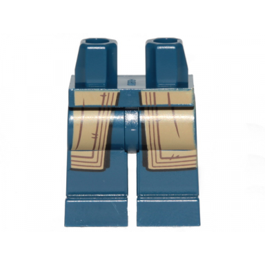 dark blue hips and legs with sw mandalorian dark tan robe and dark brown lines pattern