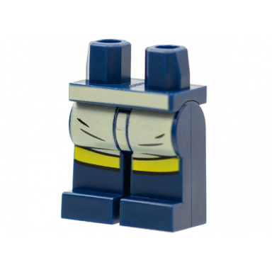 dark blue hips and legs with white apron with yellow hem pattern