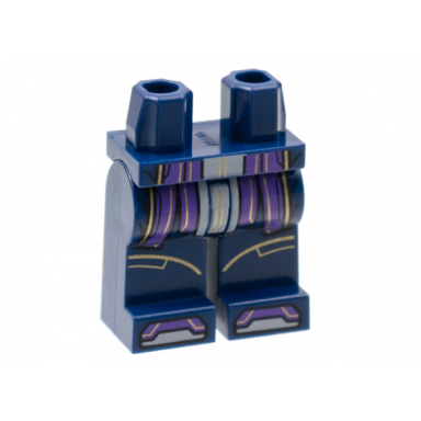 dark blue hips and legs with dark purple robe end and toes white center panel gold trim pattern