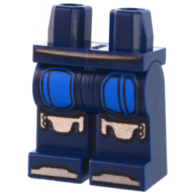 dark blue hips and legs with sw mandalorian silver and blue beskar armor plates pattern