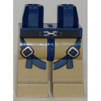 dark blue hips and dark tan legs with dark blue straps and silver buckles pattern