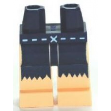 dark blue hips and light nougat legs with dotted line x and fringe pattern
