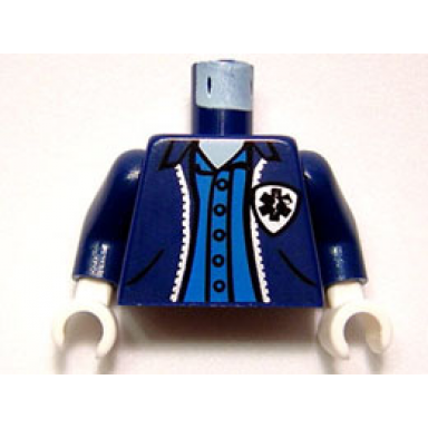 dark blue torso spider-man jacket with emt star of life logo and button down shirt pattern dark blue arms white hands