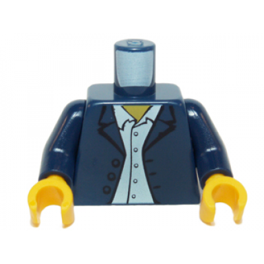 dark blue torso town blazer over white button down shirt pattern dark blue arms yellow hands
