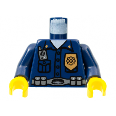 dark blue torso police highway patrol shirt with badge and radio pattern dark blue arms yellow hands