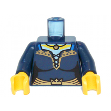 dark blue torso castle fantasy era corset with gold crown and trim pattern maiden dark blue arms yellow hands
