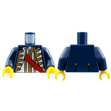dark blue torso pirate governor with red sash pattern dark blue arms yellow hands