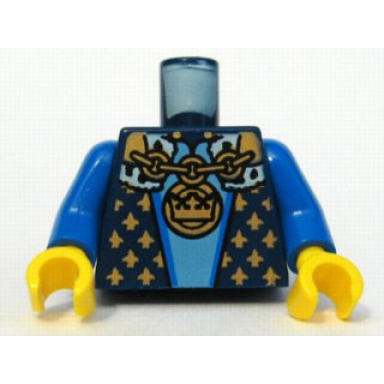dark blue torso castle fantasy era with gold chain medallion and gold detail pattern blue arms yellow hands
