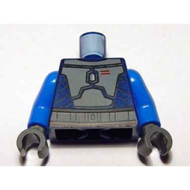 dark blue torso sw mandalorian armor plates dark bluish gray pattern death watch blue arms dark bluish gray hands