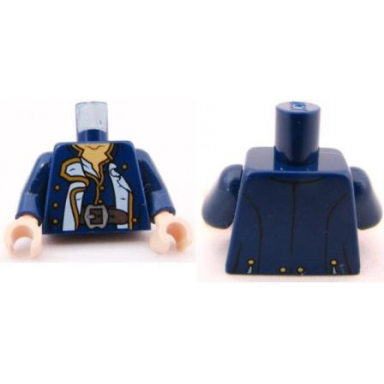 dark blue torso potc officers coat with gold buttons and brown belt pattern dark blue arms light nougat hands