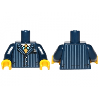 dark blue torso suit pinstripe jacket and gold tie pattern dark blue arms yellow hands