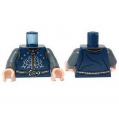 dark blue torso lotr vest with silver stars and tree of gondor pattern aragorn dark bluish gray arms light nougat hands