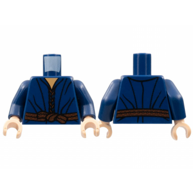 dark blue torso lotr robe with dark brown laces and rope belt pattern dark blue arms light nougat hands