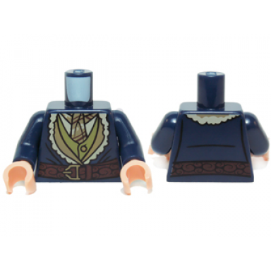 dark blue torso lotr coat fur lined with olive green vest ascot and belt pattern dark blue arms light nougat hands