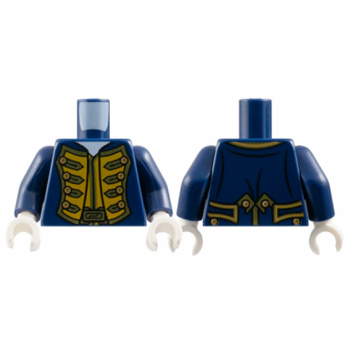 dark blue torso pirate bluecoat governor pattern dark blue arms white hands