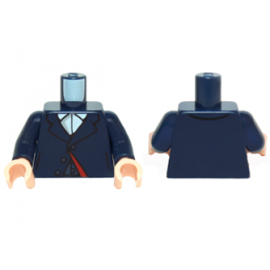 dark blue torso suit jacket with lapels buttons and dark red lining over white shirt with collar pattern dark blue arms light nougat hands