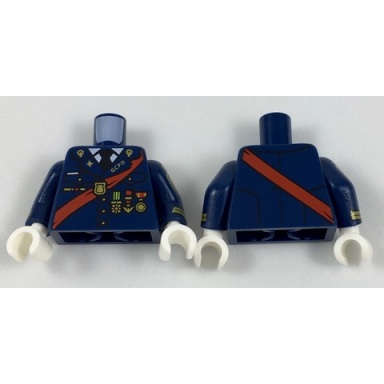 dark blue torso police uniform dress red sash gcpd and medals pattern dark blue arms with gold police crest and piping pattern white hands