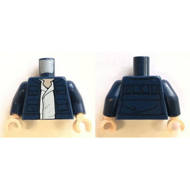 dark blue torso sw open jacket with pockets and white shirt and back pockets pattern han solo dark blue arms light nougat hands
