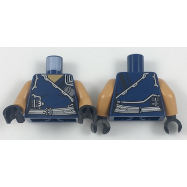 dark blue torso female outline with tunic with silver trim and belt pattern medium nougat arms black hands
