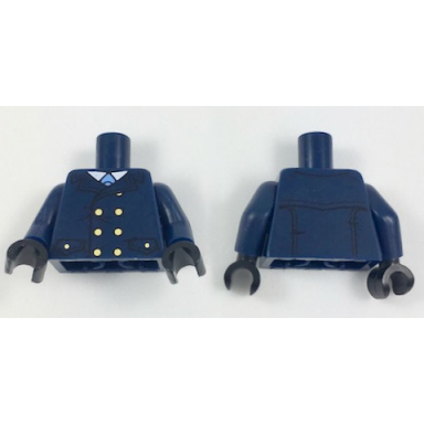 dark blue torso coat with light blue tie and gold buttons pattern dark blue arm left dark blue arm right with gold police badge pattern black hands
