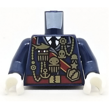 dark blue torso military uniform with medals and dark red sash pattern dark blue arms white hands