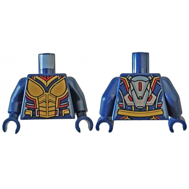 dark blue torso female outline with gold body armor with dark red trim and curved band and jetpack on back pattern wasp dark blue arms dark blue hands