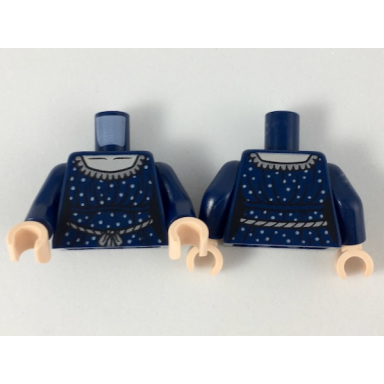 dark blue torso female dress with light nougat neck silver collar spots and rope belt pattern dark blue arms light nougat hands
