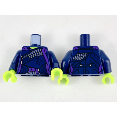 dark blue torso robes with diagonal sash and dark purple trim pattern dark blue arms lime hands