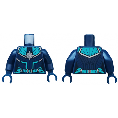 dark blue torso female outline suit with silver star and dark turquoise panels and belt pattern dark blue arms dark blue hands