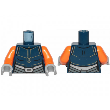 dark blue torso sw ahsoka jumpsuit with silver belt pattern orange arms light bluish gray hands