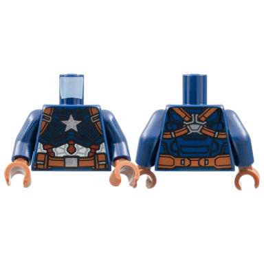dark blue torso armor reddish brown shoulder straps and belt silver star and buckle white and dark red trim pattern dark blue arms reddish brown hands