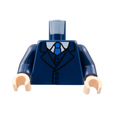 dark blue torso jacket and vest white shirt blue tie pattern dark blue arms light nougat hands