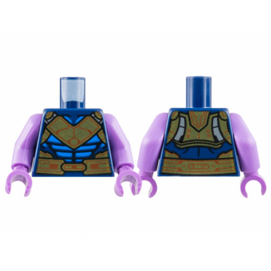 dark blue torso gold and dark orange breastplate and belt blue armor plates pattern medium lavender arms medium lavender hands