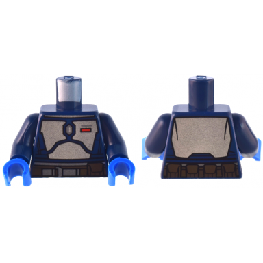 dark blue torso sw mandalorian silver beskar armor dark brown belt with pouch red rectangle pattern fleet commander dark blue arms blue hands