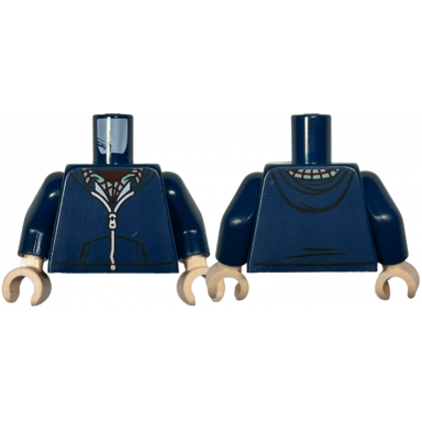 dark blue torso hoodie with pockets and silver zipper over sand green plaid shirt and dark red undershirt pattern dark blue arms light nougat hands