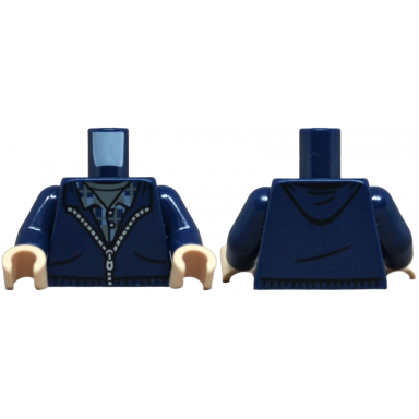 dark blue torso hoodie with silver zipper over plaid shirt and dark bluish gray undershirt pattern dark blue arms light nougat hands