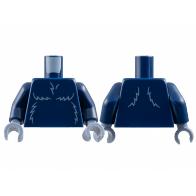 dark blue torso sand blue fur lines pattern dark blue arms sand blue hands