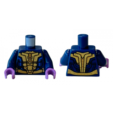 dark blue torso gold and medium nougat breastplate and belt blue armor accents pattern dark blue arms medium lavender hands