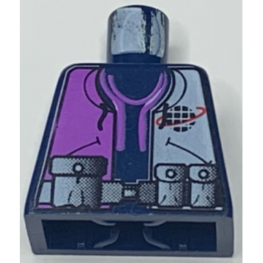 dark blue torso alpha team logo purple and white shirt utility belt with pouches pattern
