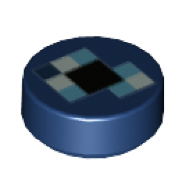 dark blue tile round 1 x 1 with pixelated black medium azure and aqua squares pattern minecraft ender pearl