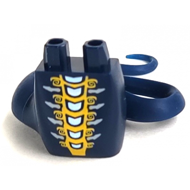 dark blue lower body serpent with molded flexible rubber same color tail and printed yellow and light blue scales pattern
