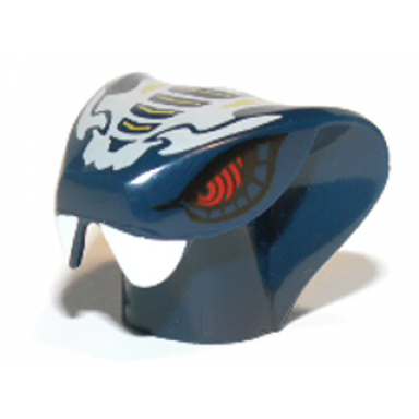 dark blue minifigure head modified snake with light bluish gray and yellow scales pattern mezmo