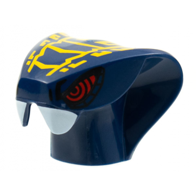 dark blue minifigure head modified snake with bright light orange scales pattern mezmo