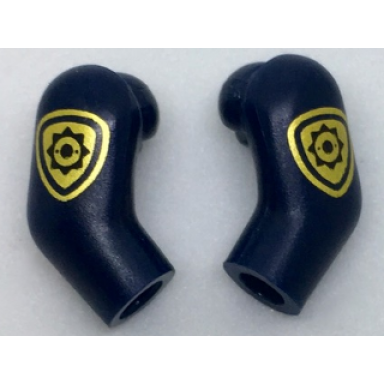 dark blue arm matching left and right pair with gold police badge pattern