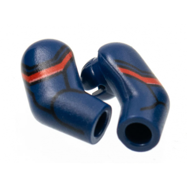 dark blue arm matching left and right pair with red shoulder stripe pattern