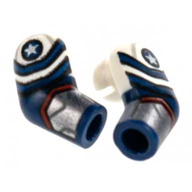 dark blue arm matching left and right pair with white short sleeve silver star and cuff pattern